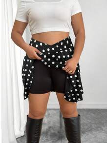 Celure Plus Size Summer Casual Polka Dot Printed Mini Skirt Shorts