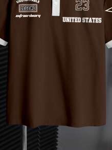 SHEIN Leap Crew Teen Boy Loose Drop Shoulder Casual Cool Star, Text, Pattern Print Polo Shirt, Suitable For Summer - Multicolor - View 4