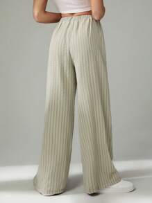 SHEIN Tall Weite gestreifte Schlupfhose mit Bindeband vorne, Lässig Kleidung