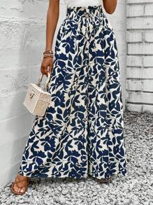 SHEIN Tall CURVE Große Größen Lässig Allover Muster Weite Hose