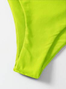 Swim Basics Women 2pcs Bikini Set, Solid Color Wireless Bra & Bikini Bottom For Summer Beach Vacation - Yellow - View 4