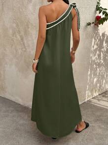 SHEINBlues Damen langes, weites Kleid mit welliger Rüschenborte