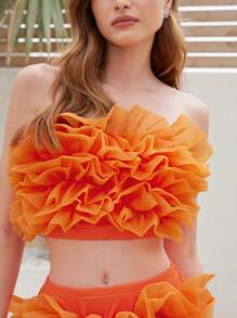 GENKIRA Tenues deux pièces pour femmes pour un port quotidien, style élégant et - Orange brûlé - Voir 1
