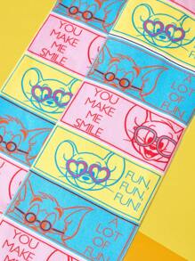 TOM & JERRY X SHEIN 1双卡通老鼠字母印花中筒袜