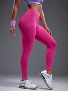 Powerista Minimalist Solid Color High Waist Seamless Leggings - Purple - View 1