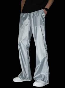 Claim Dot Men's Reflective Bell Bottom Pants, Glow In The Dark, Fashionable For Summer - Grey - View 1