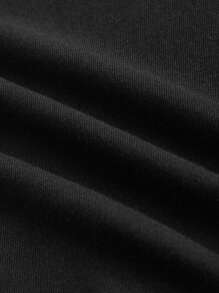 SHEIN BASICS Casual Solid Color Knit Crew Neck Short Sleeve Plus Size T-Shirt - Black - View 4