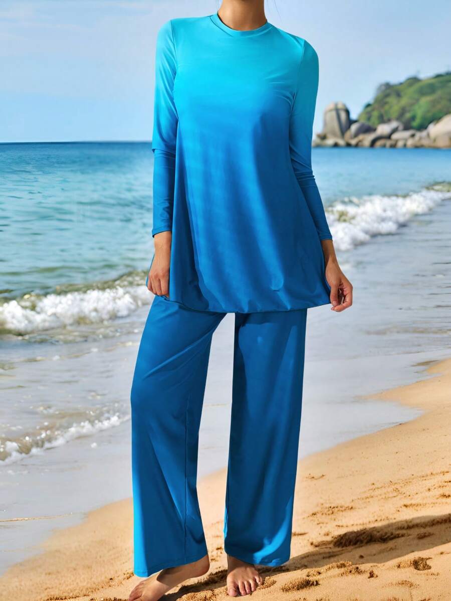 Swim Shayni Ombre Crop Top & Pants Loungewear Set For Women For Summer Beach Vacation