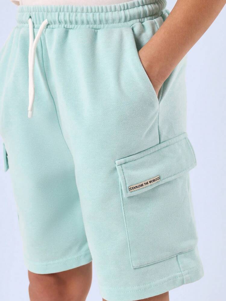 Shorts cargo com bolsos com cordão e cós elástico