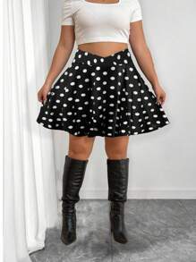 Celure Plus Size Summer Casual Polka Dot Printed Mini Skirt Shorts