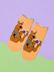 SCOOBY-DOO X SHEIN 1 Pair Cartoon Puppy Print Ankle Socks