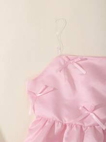 SHEIN 少女3D蝴蝶结吊带舒适夏季连衣裙 - 粉色 - 查看 5
