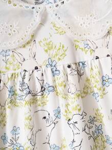 SHEIN Floral Pattern Peter Pan Collar Girl Dress - Multicolor - View 7