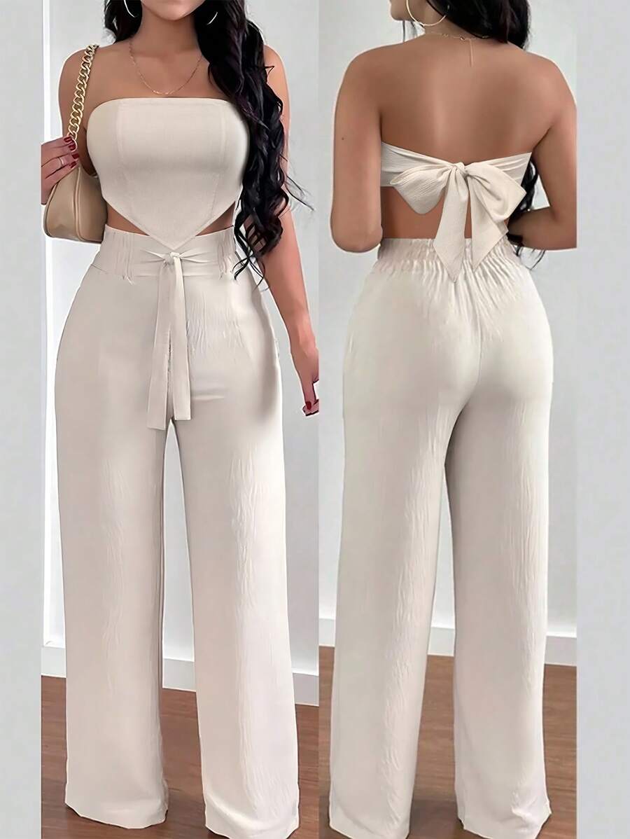 INAWLY Women Two Pieces Outfits For Daily Wear - Apricot - View 1