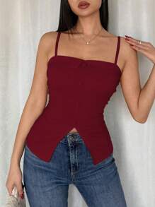 Chiquease 时尚、百搭、迷人的 S 形、性感、珍珠装饰粉色女式吊带背心，适合春夏季