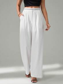 SHEIN Tall Kontrast Farbige Tasche Lässig Anzughose mit weitem Bein