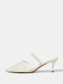 CUCCOO HITCHD Women's Mid Heel Pointed Toe Party Pumps For Christmas - White - View 4