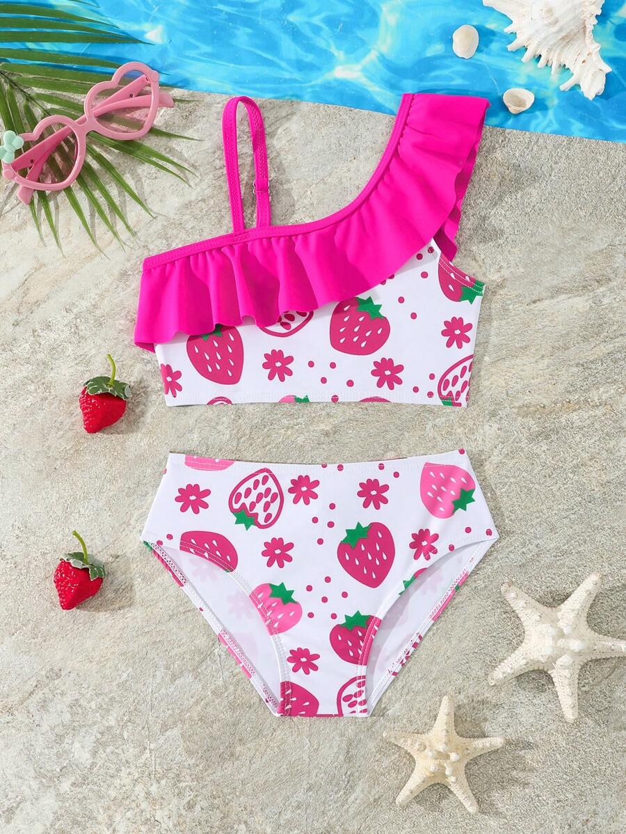 女童随机印花两件套泳衣套装 女童套装 女童夏季服装 女童泳衣 两件套女童沙滩套装 女童泳衣套装 - 彩色 - 查看 1