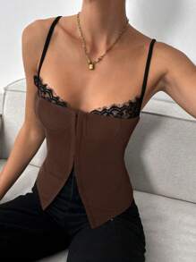 SHEIN Essnce Women's Fashion Camisole Strap Tank Top, Suitable For Summer