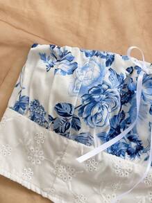Soleia Blau- und Weißdruck Patchwork Stickerei Trägertop für Frauen, Strandurlaub Resort Ferien Freizeitkleidung - Verschiedenfarbig - Übersicht 5