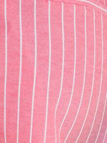 MUSERA Tailored Mid Rise Pinstripe Wide Leg Trousers Business Casual Easter Old Money - Red - View 6