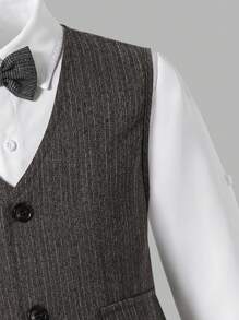 3pcs Set: Gentleman's Casual Vest, Shirt And Shorts Outfit For Tween Boy Suitable For Spring/Summer Formal Occasions, Birthday Party