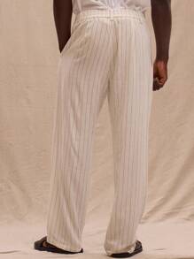 Musero Pinstripe Belt Loop Straight Leg Trousers Spring, Summer, Streetstyle - Black and White - View 4
