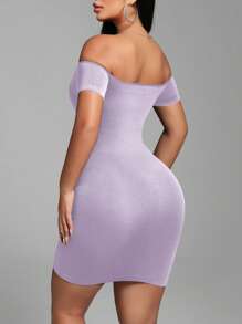Sirith Robe mini moulante sans épaules avec maintien intégré, en tricot sans couture - Parme - Voir 2