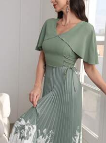 Modelyn Women's Elegant Floral Print Pleated Hem Dress, Summer - Multicolor - View 5