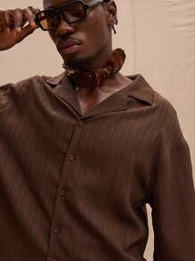 Musero Textured Linen Look Short Sleeve Oversized Button Up Shirt Spring, Summer, Holiday