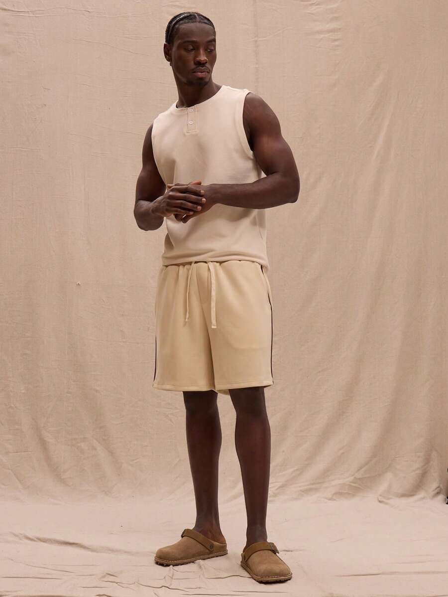 Musero Tailored Contrast Piping Smart Joggers Spring Summer Streetstyle Easter Vacation - Apricot - View 1