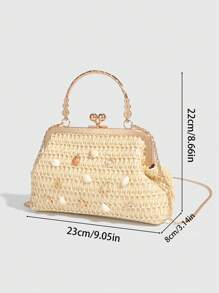 ROMWE Fairycore 1 bolsa tote feminina de tecido estilo fofo e doce para férias, viagem, praia, concha, adequada para casamento, feriado, encontro, presente de dia das mães