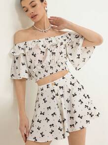 Aveloria Women Two Pieces Outfits For Daily Wear   For Summer - Black and White - View 5