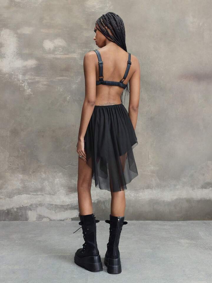 black lace strapless dress Strapless Black Latex Lace Tea Length Dress
