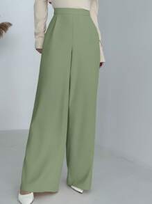 SHEIN Privé Plus Size High-Waisted Pleated Wide Leg Pants, Elegant Casual Commuter Versatile Luxury Retro College Style, Suitable For Office, Afternoon Tea, Dates, Concerts, Parties, Autumn/Winter