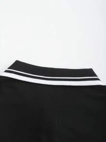 Manfinity Homme Men's Casual Striped Short Sleeve Polo Shirt For Commuting - Black - View 3