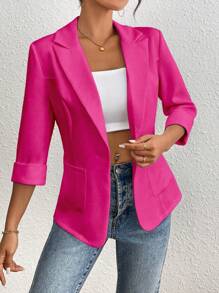 RosyDaze 纯色基本款西装外套，适合春夏季休闲通勤