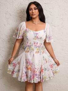 Flirla Váy du lịch họa tiết hoa thanh lịch cỡ lớn cho nữ - Nhiều màu - Xem 3