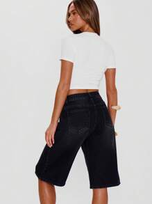 MUSERA Letter Print Crop Cap Sleeve Top Graphic Tees Allergic To Rizz Slogan Graphic Tee Fitted Summer Vacation Fall - White - View 4