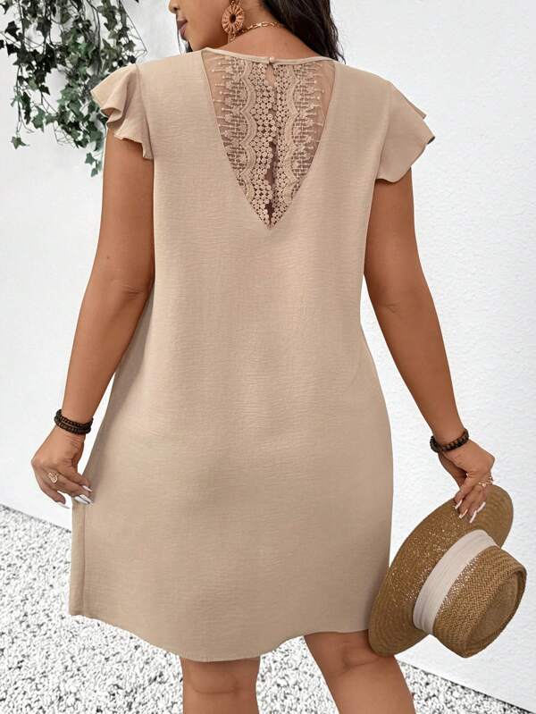 SHEIN Frenchy Rochie Scurtă A-Line A-Line Din Dantela Cu Fermoar În Spate Rochii De Vară Femei