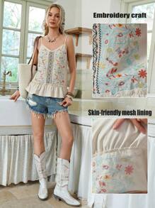 LanaWest Women Casual Embroidered Camisole - Multicolor - View 1