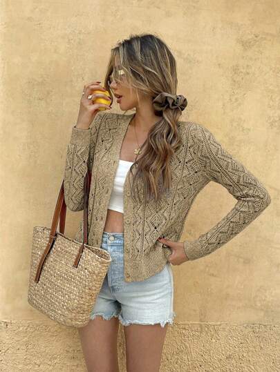 Breezaya 女士镂空薄款长袖开衫，夏季时尚