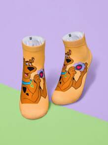 SCOOBY-DOO X SHEIN 1 Pair Cartoon Puppy Print Ankle Socks