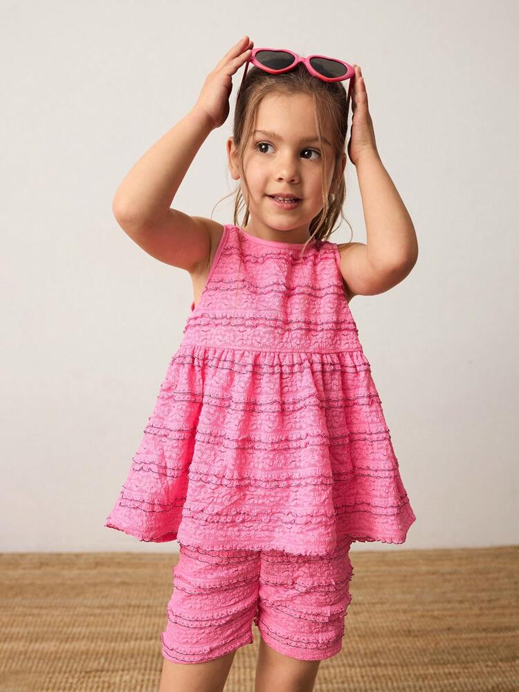 2 pièces/le set Jeune fille Débardeur casual avec dentelle et short