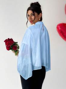 Firerie Women's Elegant Ruched Top And Rhinestone Embellished Skirt Set - Blue - View 2