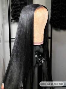 TrueHD 13x6 Skinlike HD Lace Silky Straight Lace Front Wig Human Hair 32Inch Frontal For Women Natural Black Pre-Plucked Hairline Unprocessed Human Hair Wig