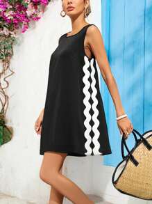 Vivid Eden Women Solid Color Loose Sleeveless Water-Soluble Lace Hem Dress,Summer Dresses For Women,Vacation Outfits Women,Summer Outfits For Women