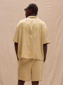 Musero Camisa com Botões e Detalhe de Bolso de Cetim, , Verão, Férias - Amarelo - Visão 3