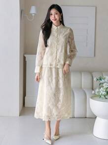 DAZY Women Two Pieces Outfits For Daily Wear,Fall Women Clothes - Apricot - View 3