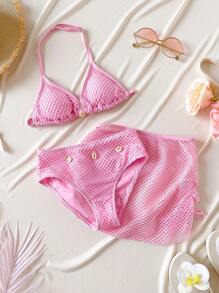 Tween Girls Bikini Sets Summer - Pink - View 6